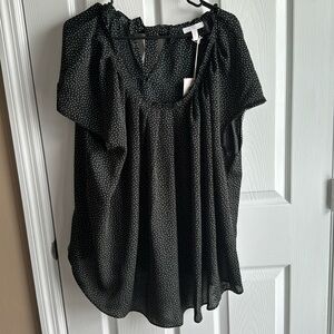 NWT- Woman’s LC Lauren Conrad  black polka dot blouse